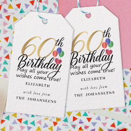 Etiqueta Para Presente 60th Birthday Modern Script Typography Gold Sixty