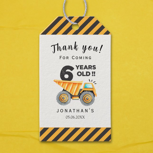 Etiqueta Para Presente 6th birthday boy construction theme (Criador carregado)