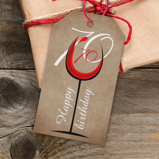 Etiqueta Para Presente 70 de Aniversário do Vidro Vermelho Russo (Criador carregado)