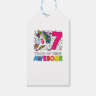 Etiqueta Para Presente 7 Birthday Dabbing Unicorn Party - Presente De 7 A