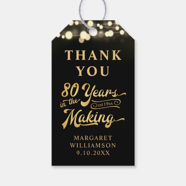 Etiqueta Para Presente 80 Aniversário Obrigado 80 Anos no Fazer (Frente)