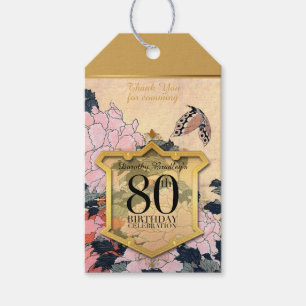 Etiqueta Para Presente 80 de Aniversário da Borboleta Agradeço ao GTag