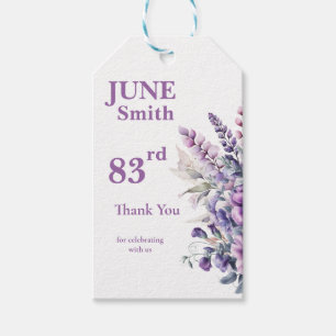 Etiqueta Para Presente 83º Aniversário da Flor Roxo Elegante
