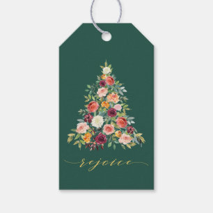 Etiqueta Para Presente A árvore de Natal elegante do feriado floral