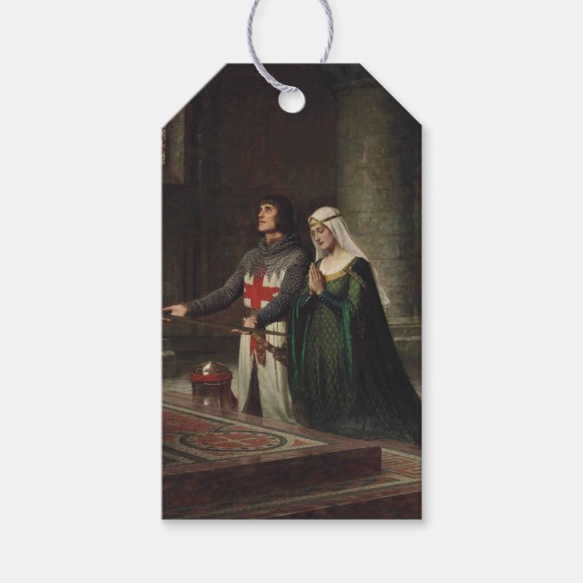 Etiqueta Para Presente A Dedicação (Cavaleiro Medieval e Sua Dama) (Frente)