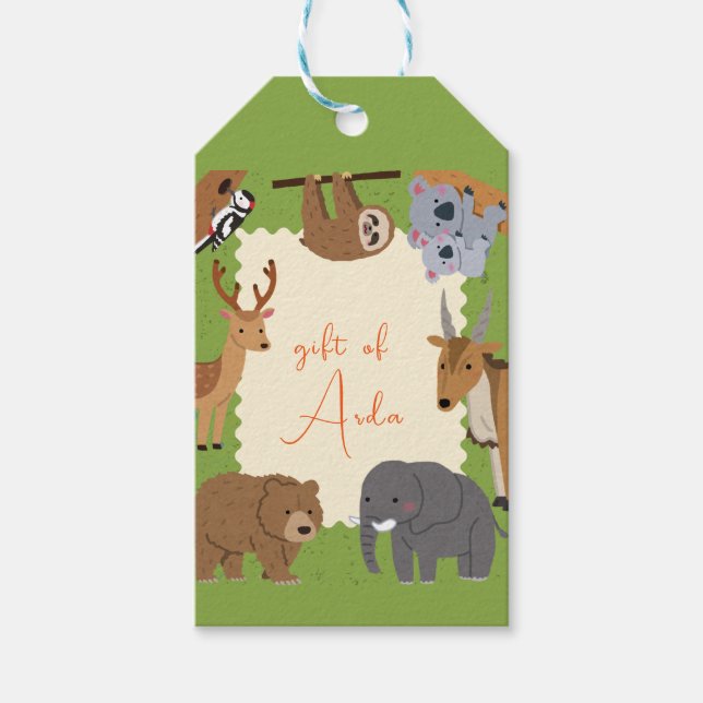 Etiqueta Para Presente A Festa de aniversário do tema "Animal" (Frente)