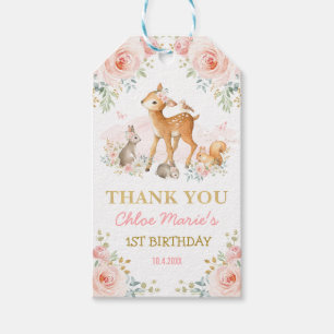 Etiqueta Para Presente A floresta cora primeiro aniversario floral