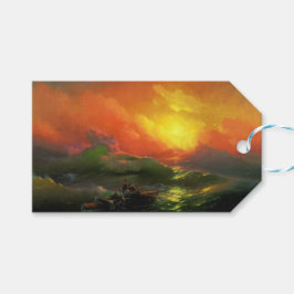 Etiqueta Para Presente A Nona Onda (Mar Tempestuoso com Pôr do Sol Vermel