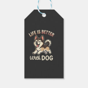 Etiqueta Para Presente A Vida é Melhor Com Cartoon de Cachorro