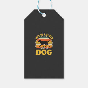 Etiqueta Para Presente A Vida É Melhor Com Um Cachorro Retro