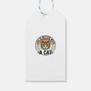 Etiqueta Para Presente A Vida É Melhor Com Um Gato Camisa Vintage De Gato
