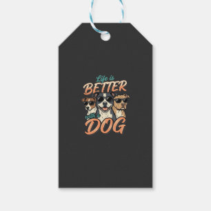 Etiqueta Para Presente A Vida é Melhor com Vetor de Cachorro