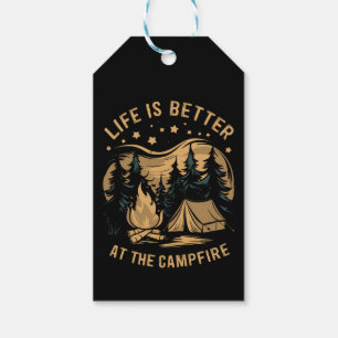 Etiqueta Para Presente A Vida É Melhor No Acampamento Da Fogueira Camping