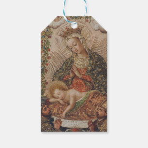 Etiqueta Para Presente A Virgem Adorando o Natal da Criança Cristo