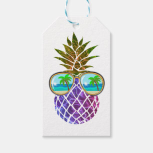 Etiqueta Para Presente Abacaxi rosa tropical roxo