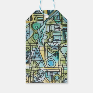 Etiqueta Para Presente Abertura-Arte Geométrica Moderna em Aquarela