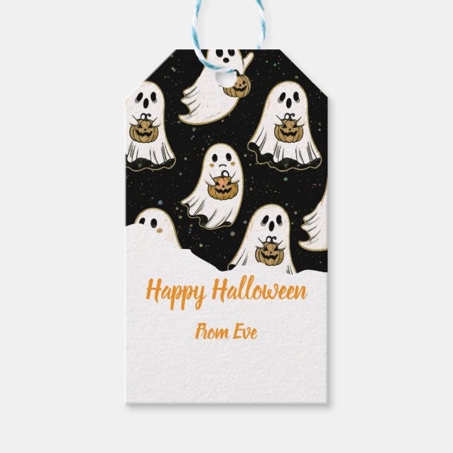 Etiqueta Para Presente Abóbora de Halloween (Frente)