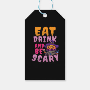 Etiqueta Para Presente Abóbora de Halloween Coma Beba Seja Assustador