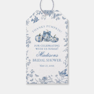 Etiqueta Para Presente Abóbora de Toile Azul Favor de Chá de Bebê Francês