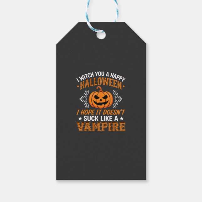 Etiqueta Para Presente Abóbora de Vampiro de Halloween Engraçado (Frente)
