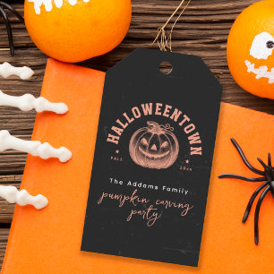 Etiqueta Para Presente Abóbora Jack O Lantern Laranja Festa de Halloween