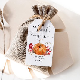 Etiqueta Para Presente Abóbora laranja de cor d'água queda obrigado você 