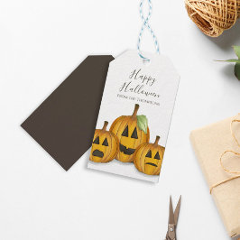 Etiqueta Para Presente Abóboras Fofas de Halloween Jack O'lanterns