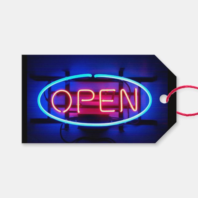Etiqueta Para Presente Abrir Sinal de Neon (Frente (horizontal))