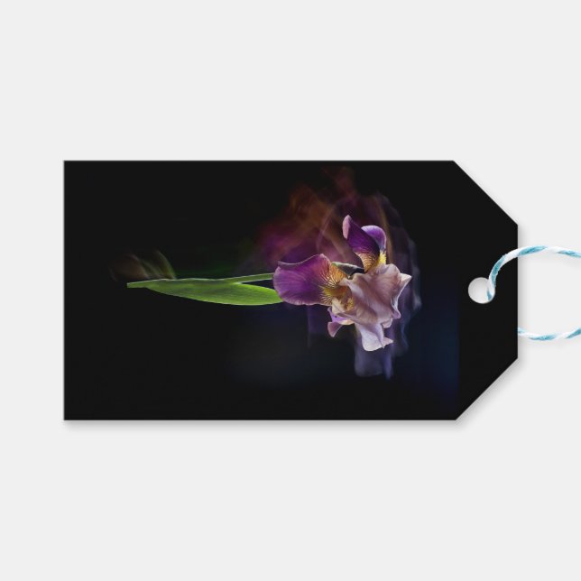 Etiqueta Para Presente Abstract Iris Flower – Elegant Floral Art (Frente (horizontal))