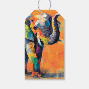 Etiqueta Para Presente Abstrato Happy Rainbow Elephant