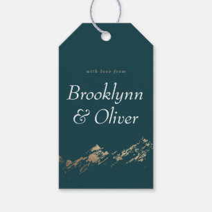 Etiqueta Para Presente Abstrato monta verde escuro e Dourado com nomes