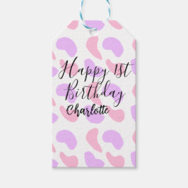 Etiqueta Para Presente Abstratos roxos cor-de-rosa moldam primeiro aniver