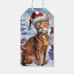Etiqueta Para Presente Abyssinian Cat Winter Wonderland Natal Joy