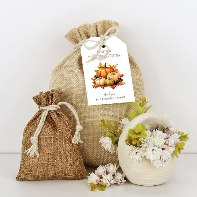 Etiqueta Para Presente Ação de Graças de Pumpkin (Thankful Pumpkin Thanksgiving Gift Tags)