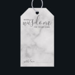 Etiqueta Para Presente Aconselhamento sobre Casamento de Script Moderno e<br><div class="desc">Adicione um toque pessoal ao seu casamento com um moderno guião de casamento e um cartão de etiqueta de desejos. Este cartão de conselho apresenta o título 'palavras de sabedoria' com detalhes no script de cinza e no estilo de fonte sans serif em fundo de mármore branco. Perfeito para casamento,...</div>