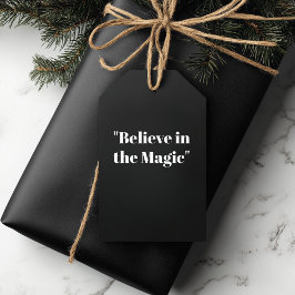 Etiqueta Para Presente "Acredite em Mágica" Preto e Branco Elegante
