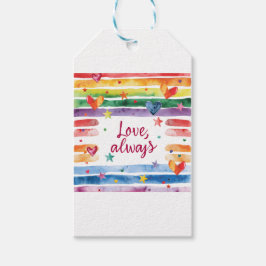 Etiqueta Para Presente Adesivo Arco-íris de Amor Sempre, Coração de Aquar