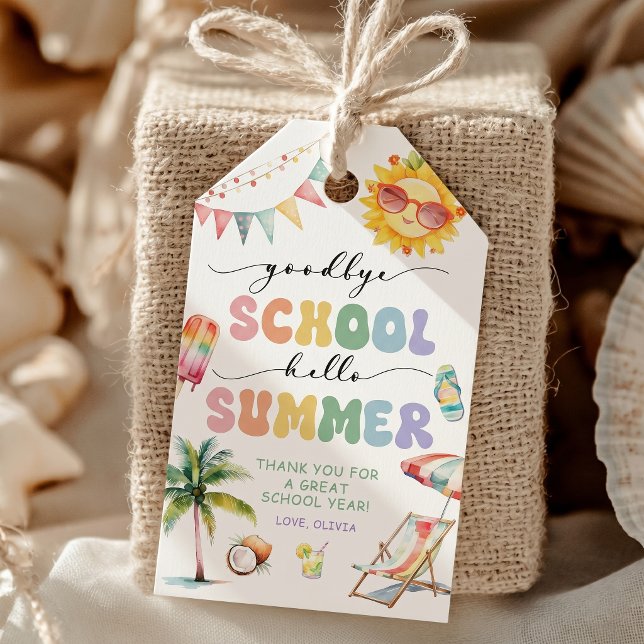 Etiqueta Para Presente Adeus Escola de Verão (Criador carregado)