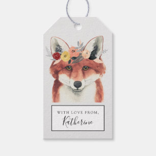Etiqueta Para Presente Adicionar Seu Nome  Flower Crown Forester Fox