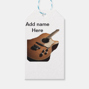 Etiqueta Para Presente Adicione o nome do texto guitarra acústica castanh