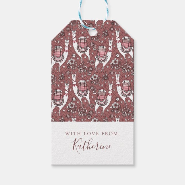 Etiqueta Para Presente Adicione seu nome | Camelídeos Engraçados (Frente)