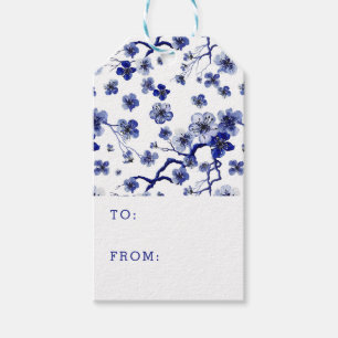 Etiqueta Para Presente Adicione seu nome Padrão Oriental Sakura Branch