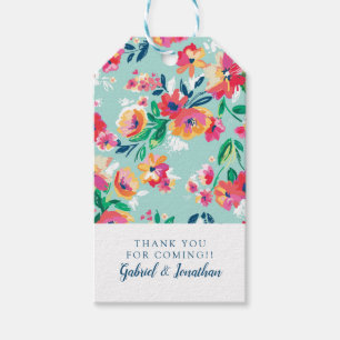 Etiqueta Para Presente Adicione seu teste padrão de flores pintado