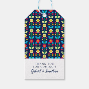 Etiqueta Para Presente Adicione seu teste padrão floral colorido