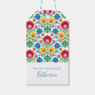Etiqueta Para Presente Adicione seu teste padrão floral conhecido da
