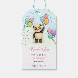 Etiqueta Para Presente Adorable Baby Panda 1st Birthday Thank You 