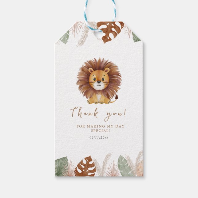 Etiqueta Para Presente Adorable Fluffy Lion Birthday (Frente)