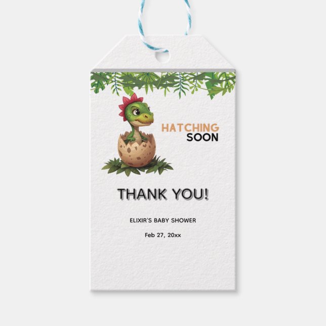 Etiqueta Para Presente Adorable Kawaii Baby Dinosaur Hatching (Frente)