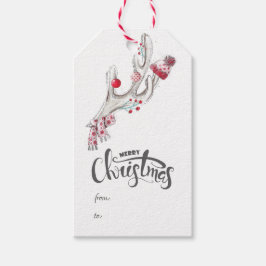 Etiqueta Para Presente Adoráveis Antílope de Natal em aquarela