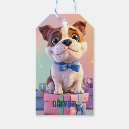 Etiqueta Para Presente Adorável Cachorrinho Bulldog Pastéis e Presentes